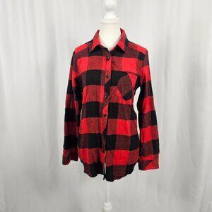 Ci Sono - Size: M - Red Plaid Shirt with Elbow Patches